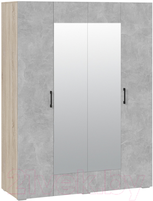 Шкаф ТриЯ Нео 4-х дверный с зеркалом (дуб сонома светлый/ателье светлый/ателье светлый/ателье светлый)