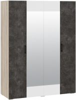 Шкаф ТриЯ Нео 4-х дверный с зеркалом (дуб сонома светлый/ателье темный/белый/ателье темный) - 