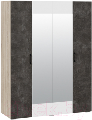 Шкаф ТриЯ Нео 4-х дверный с зеркалом (дуб сонома светлый/ателье темный/белый/ателье темный)