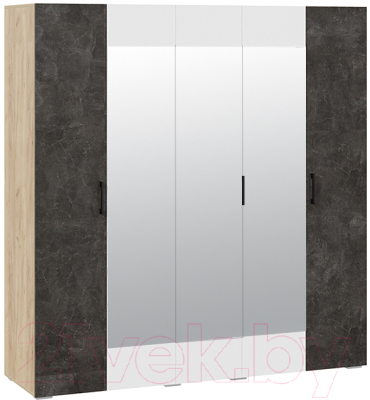 Шкаф ТриЯ Нео 5-ти дверный с зеркалом (дуб крафт золотой/ателье темный/белый/ателье темный)