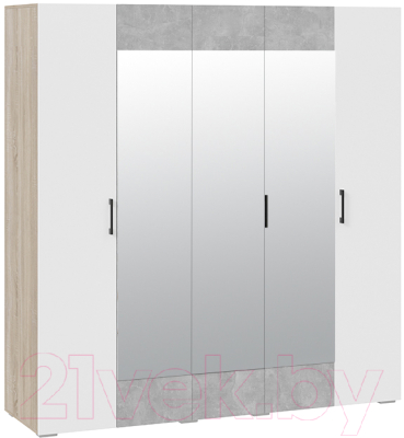 Шкаф ТриЯ Нео 5-ти дверный с зеркалом (дуб сонома светлый/белый/ателье светлый/белый)