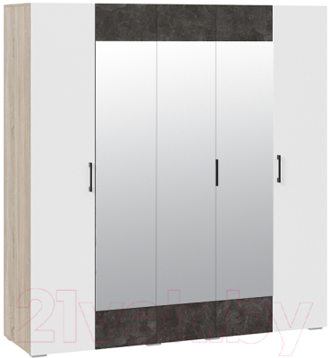Шкаф ТриЯ Нео 5-ти дверный с зеркалом (дуб сонома светлый/белый/ателье темный/белый)
