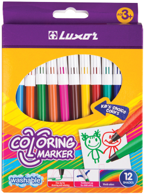 Фломастеры Luxor Coloring / 6101/12 BOX (12цв)