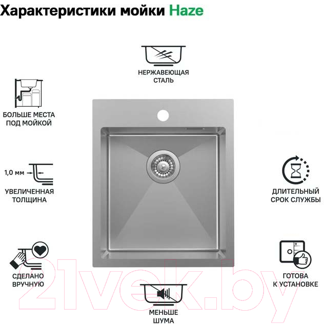 Мойка кухонная IDDIS Haze HAZ49S0i77