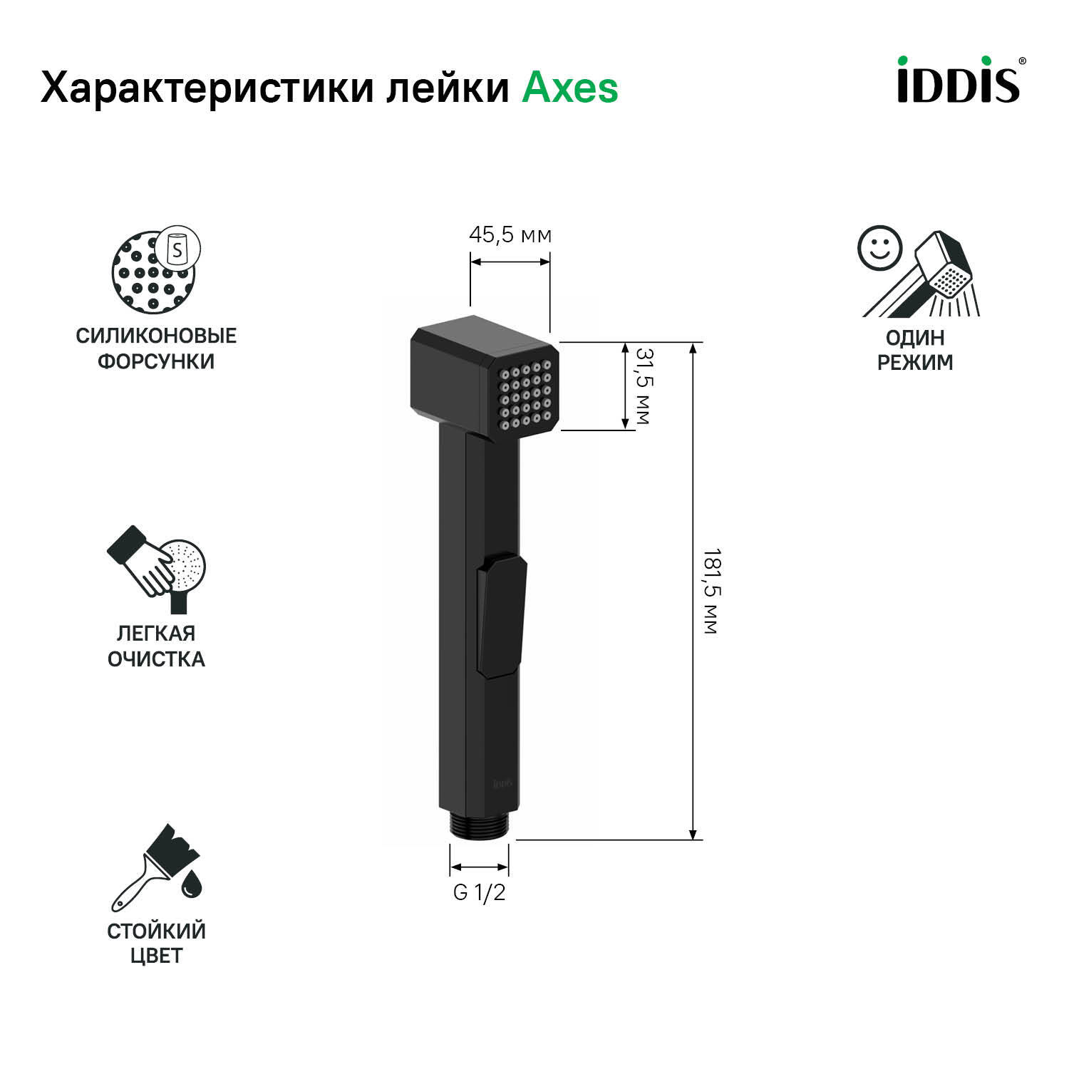 Лейка гигиенического душа IDDIS Axes AXE1F1Bi20 — фото 2