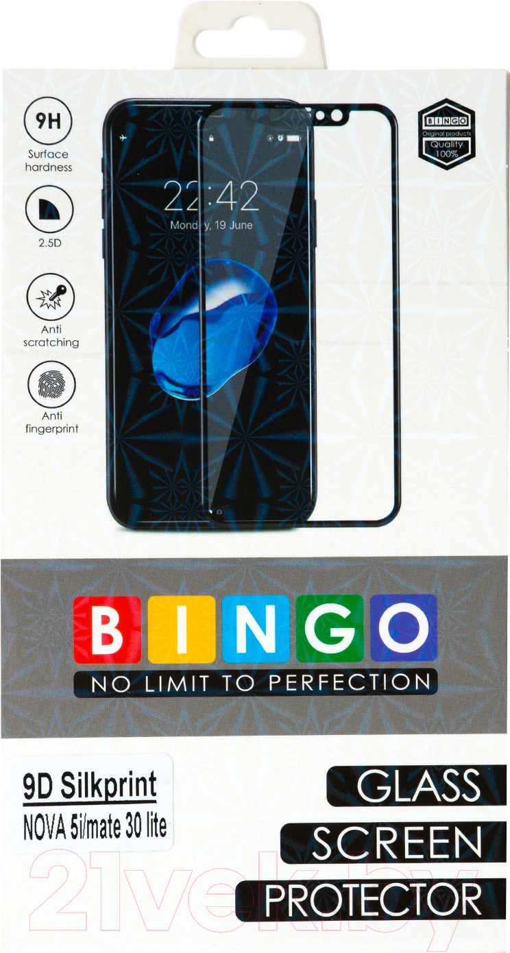 Защитное стекло для телефона Bingo Full Silkprint для Mate 30 Lite (черный) — фото 2