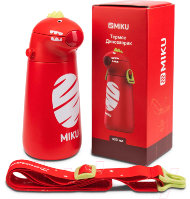 Термос для напитков Miku Динозаврик / TH-KD-400R (400мл, красный)