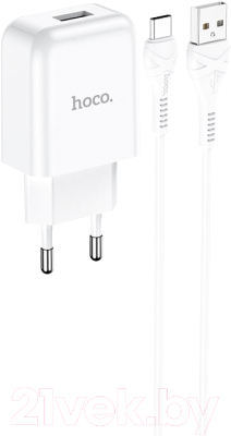 Зарядное устройство сетевое Hoco N2 USB + кабель Type-C / 28876 (белый)