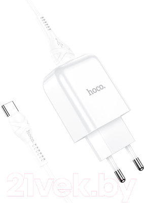 Зарядное устройство сетевое Hoco N2 USB + кабель Type-C / 28876 (белый)