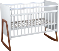 Детская кровать-трансформер Мой Малыш Astrid Колесо-качалка (белый) - 