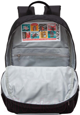 Школьный рюкзак Grizzly RB-355-1 (черный/серый)
