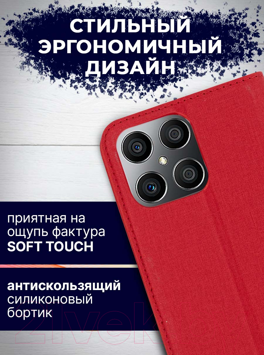 Чехол-книжка Bingo Book для Honor X8 (красный) — фото 6