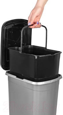 Контейнер для мусора El Casa Слим / 640413 (темно-серый/черный)