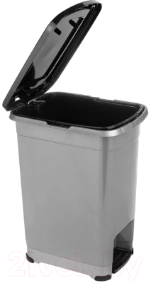 Контейнер для мусора El Casa Слим / 640413 (темно-серый/черный)
