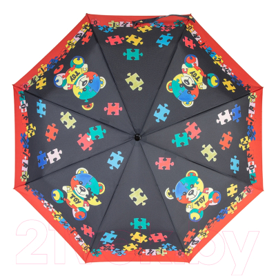 Зонт складной Moschino 8057-OCA Puzzle Bears Black