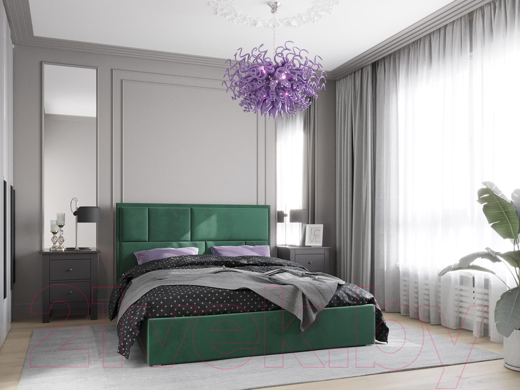 Каркас кровати НК Мебель Madison 180x200 / 72306325 (велюр зеленый) — фото 2