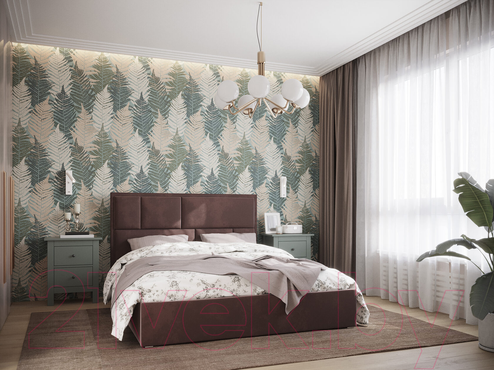 Каркас кровати НК Мебель Madison 180x200 / 72306330 (велюр шоколад) — фото 2