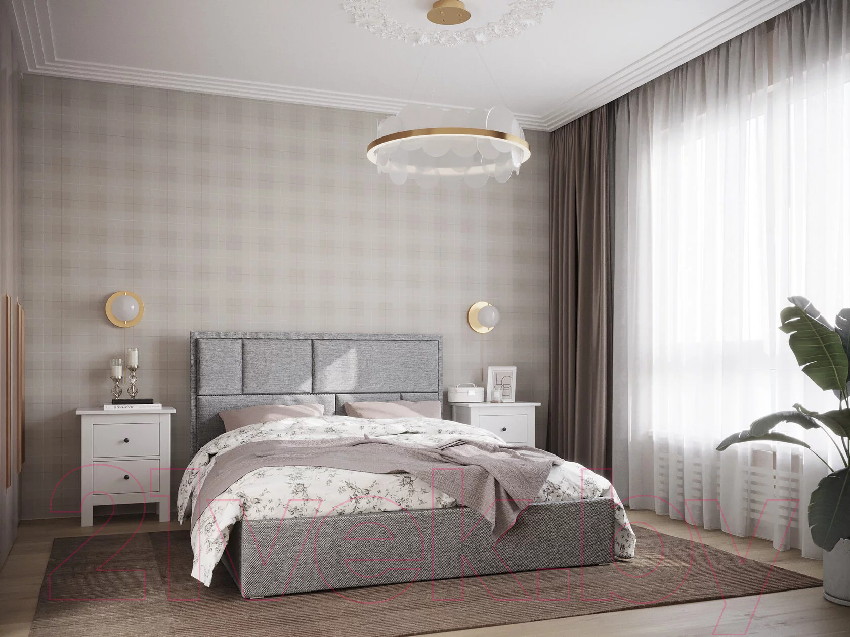 Каркас кровати НК Мебель Madison 180x200 / 72306332 (рогожка серый) — фото 2