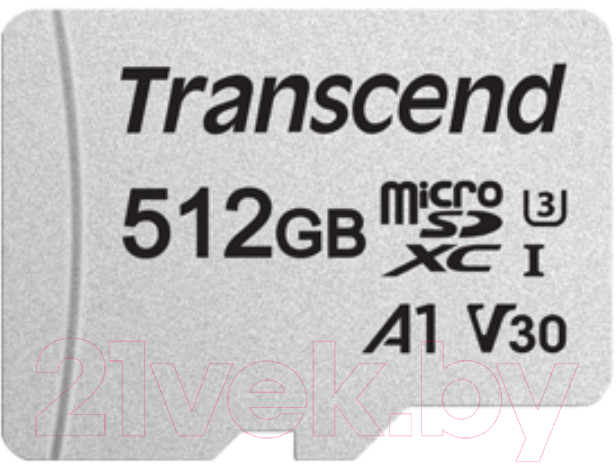 Карта памяти Transcend microSDXC 300S 512GB Class 10 UHS-I U3 (TS512GUSD300S-A)