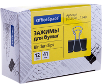 Зажим для бумаги OfficeSpace BCLBL41_1240 (12шт, черный) - 