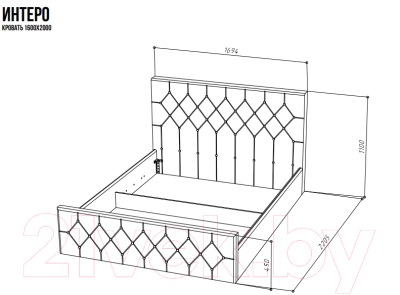 Каркас кровати НК Мебель Интеро 160x200 / 72306770 (белый кожзам)