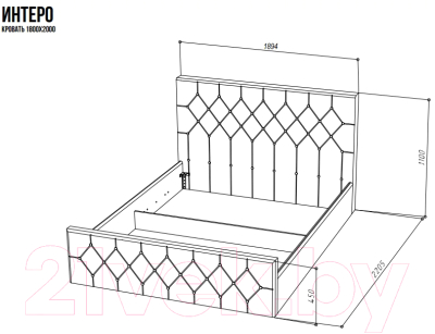 Каркас кровати НК Мебель Интеро 180x200 / 72306778 (рогожка серый)