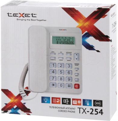 Проводной телефон Texet TX-254 (серый) - упаковка
