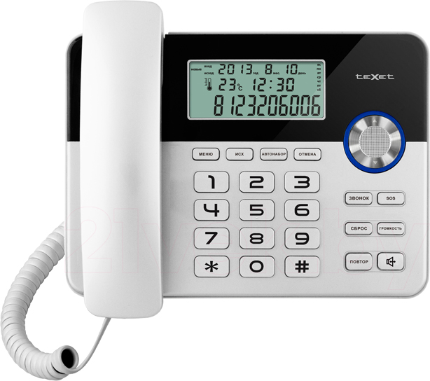 Проводной телефон Texet TX-259 (черный/серебристый)
