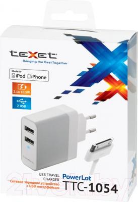 Зарядное устройство сетевое Texet PowerLot TTC-1054 (белый) - в упаковке