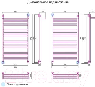 Изображение товара Полотенцесушитель водяной Сунержа Богема 120x60 / 071-0103-1260 (с полкой)