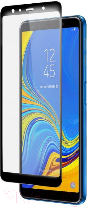 Защитное стекло для телефона Case Full Glue для Galaxy A7 (2018) (черный глянец) — фото 1