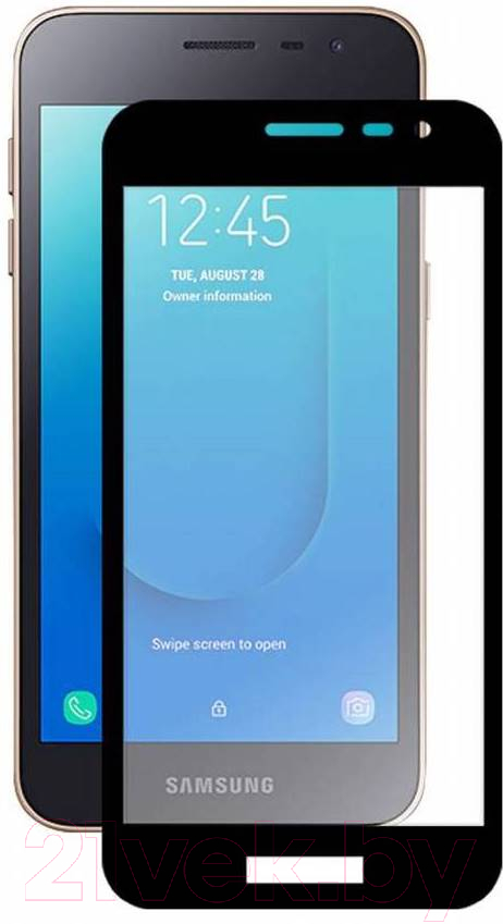 Защитное стекло для телефона Case Full Glue для Galaxy J2 Core (черный глянец) — фото 1