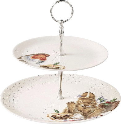 Ваза-этажерка Royal Worcester Wrendale Designs. Christmas / WNA4375-XG (зарянка/заяц) - 