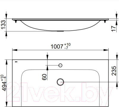 Умывальник Keuco Plan 32970311001