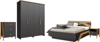 Комплект мебели для спальни Мебель-КМК Скандинавия 0927 (графит/дуб наварра) - 