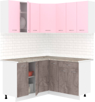 Кухонный гарнитур Кортекс-мебель Корнелия Лира 1.5x1.5 (розовый/оникс/марсель) - 