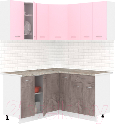 Готовая кухня Кортекс-мебель Корнелия Лира 1.5x1.5 (розовый/оникс/марсель)
