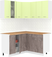 Готовая кухня Кортекс-мебель Корнелия Лира 1.5x1.5 (салатовый/оникс/дуб бунратти) - 