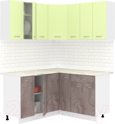 Готовая кухня Кортекс-мебель Корнелия Лира 1.5x1.5 (салатовый/оникс/королевский опал)
