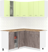 Кухонный гарнитур Кортекс-мебель Корнелия Лира 1.5x1.5 (салатовый/оникс/мадрид) - 