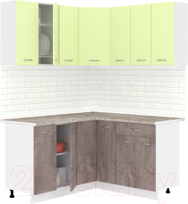 Готовая кухня Кортекс-мебель Корнелия Лира 1.5x1.5 (салатовый/оникс/марсель)