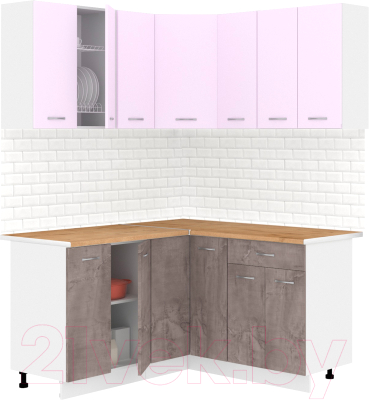 Готовая кухня Кортекс-мебель Корнелия Лира 1.5x1.5 (сирень/оникс/дуб бунратти)