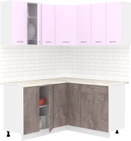 Готовая кухня Кортекс-мебель Корнелия Лира 1.5x1.5 (сирень/оникс/королевский опал) - 