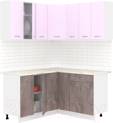 Готовая кухня Кортекс-мебель Корнелия Лира 1.5x1.5 (сирень/оникс/королевский опал)