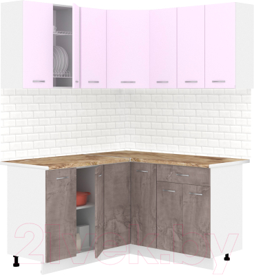 Готовая кухня Кортекс-мебель Корнелия Лира 1.5x1.5 (сирень/оникс/мадрид)