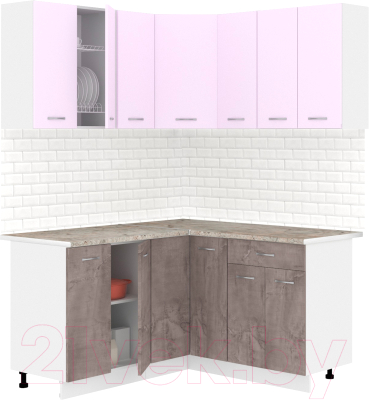 Готовая кухня Кортекс-мебель Корнелия Лира 1.5x1.5 (сирень/оникс/марсель)