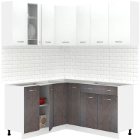 Кухонный гарнитур Кортекс-мебель Корнелия Лира 1.5x1.5 без столешницы (белый/береза) - 