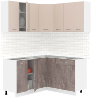 Кухонный гарнитур Кортекс-мебель Корнелия Лира 1.5x1.5 без столешницы (капучино/оникс) - 