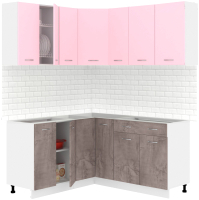 Кухонный гарнитур Кортекс-мебель Корнелия Лира 1.5x1.5 без столешницы (розовый/оникс) - 