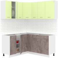 Кухонный гарнитур Кортекс-мебель Корнелия Лира 1.5x1.5 без столешницы (салатовый/оникс) - 